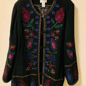 Embroidered Sweater Duster